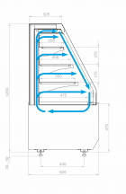 Витрина кондитерская Carboma KC70 VM 0,9-2 STANDARD открытая, горка СКОШЕННАЯ БОКОВИНА (версия 2.0) (9005-0109)